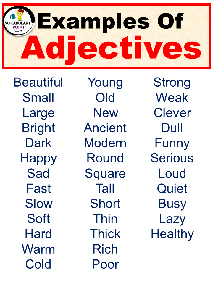 What Are The Examples of Adjectives