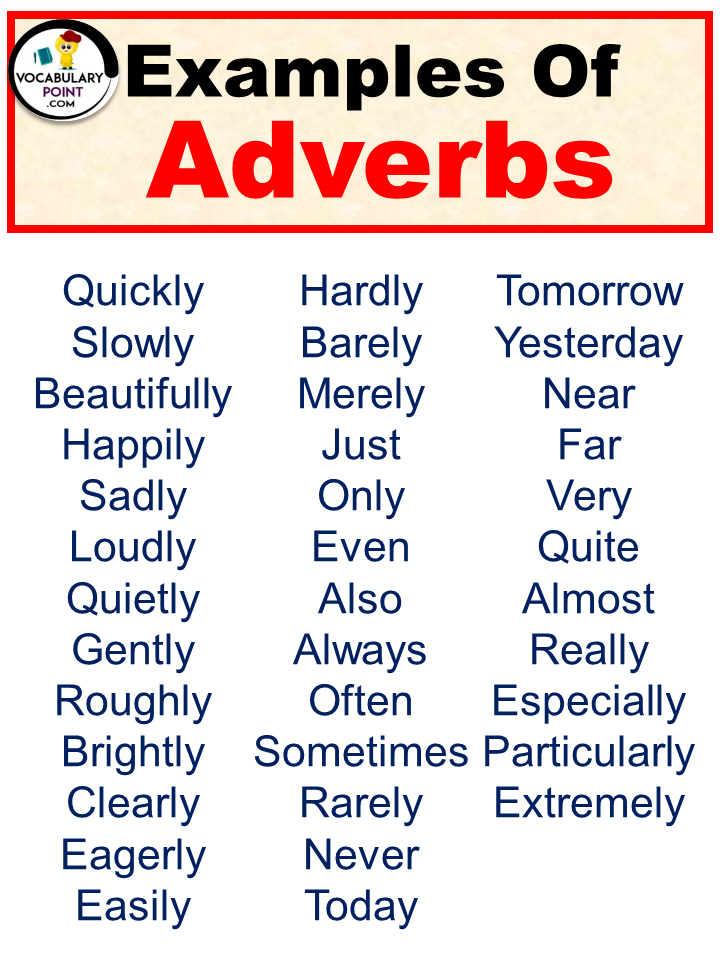 What Are The Examples of Adverbs