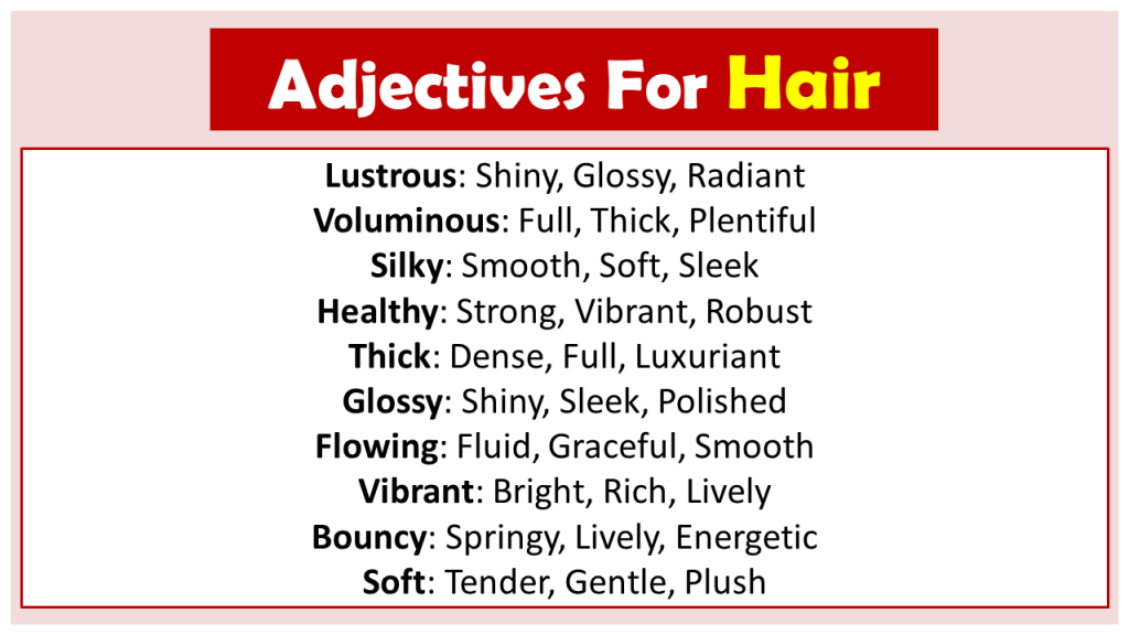 Adjectives for Hair (Descriptive Words for Hair) Vocabulary Point