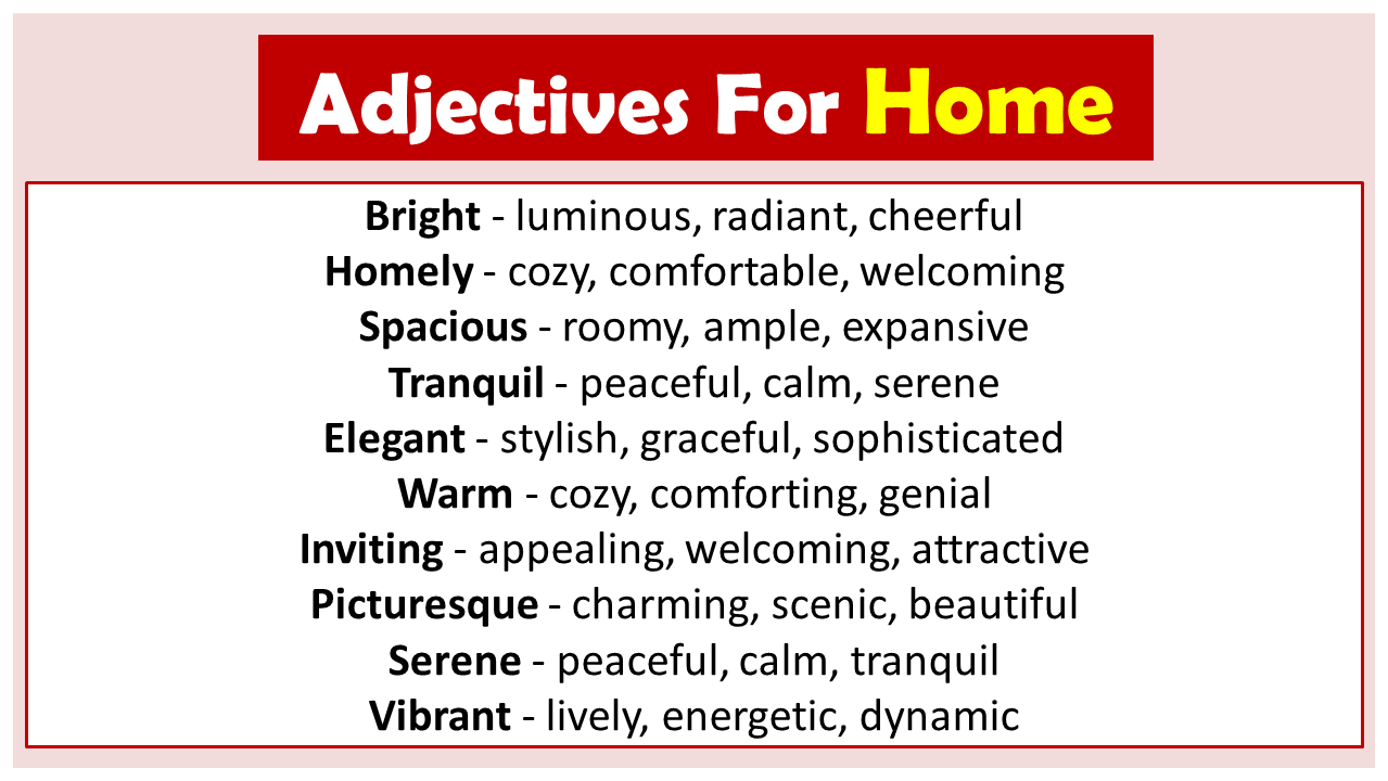 Adjectives For Home