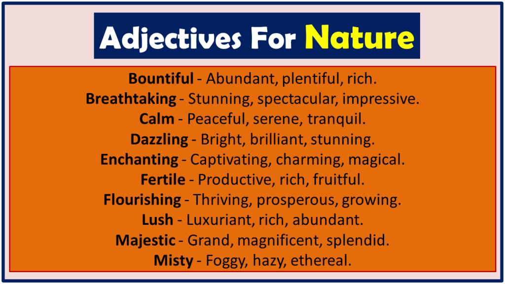 Adjectives for Nature (Descriptive Words for Nature) - Vocabulary Point