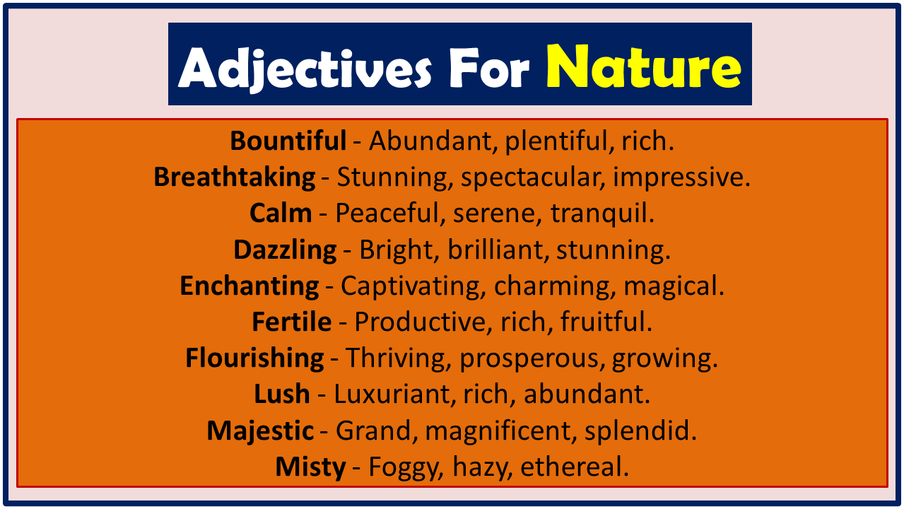 Adjectives For Nature Descriptive Words For Nature Vocabulary Point