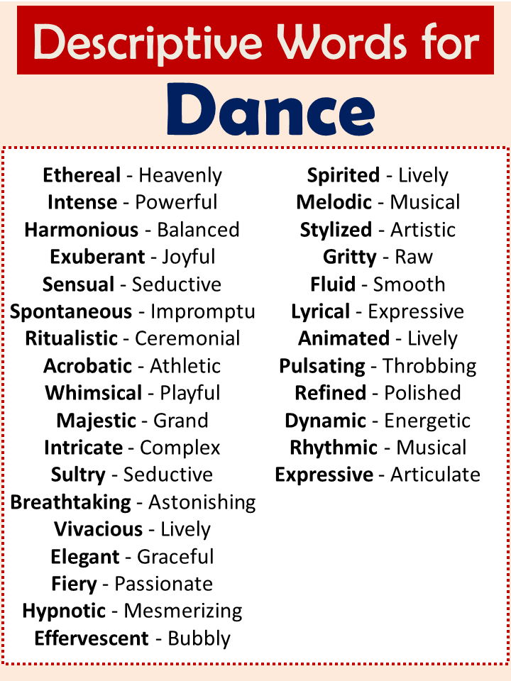 Descriptive Words For Dance