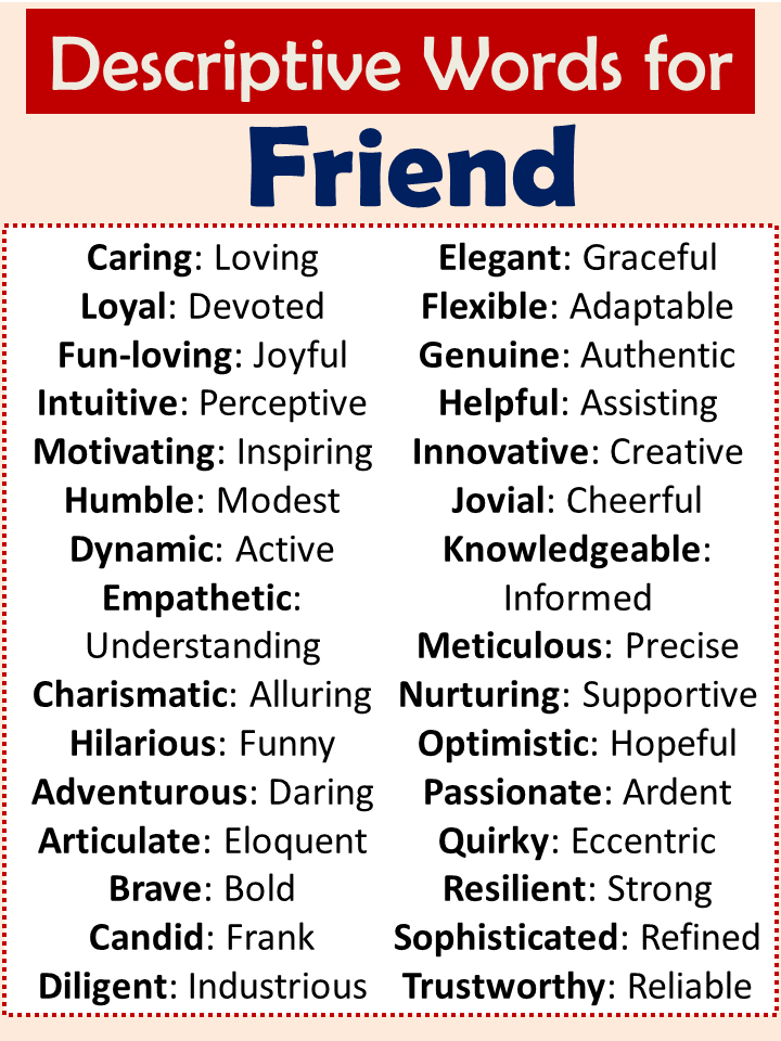 Descriptive Words For Friend