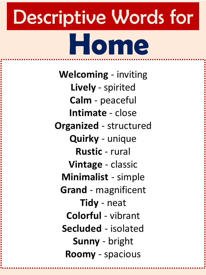Descriptive Words For Home