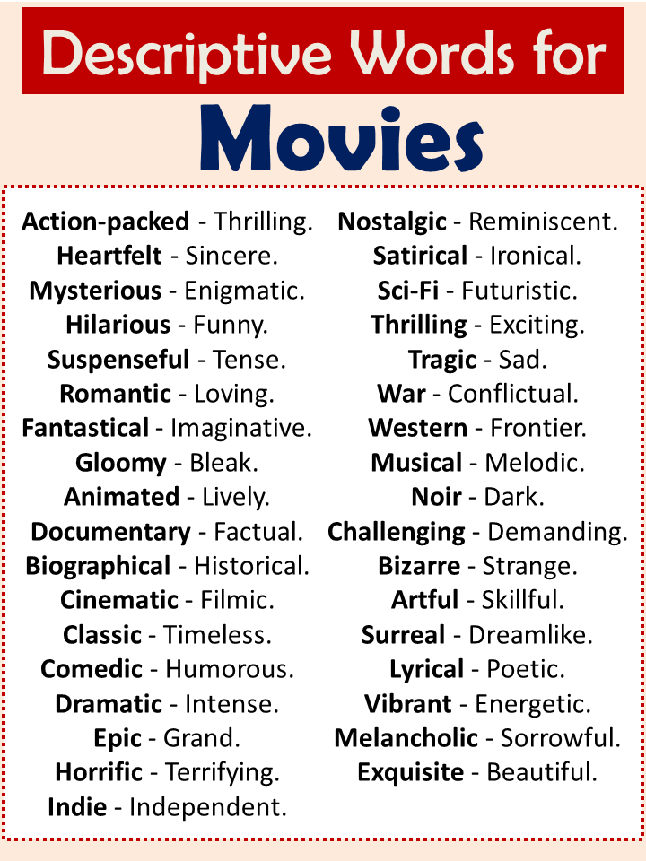 Descriptive Words For Movies