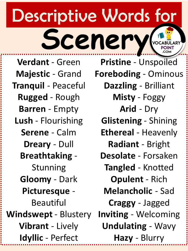 Descriptive Words For Scenery