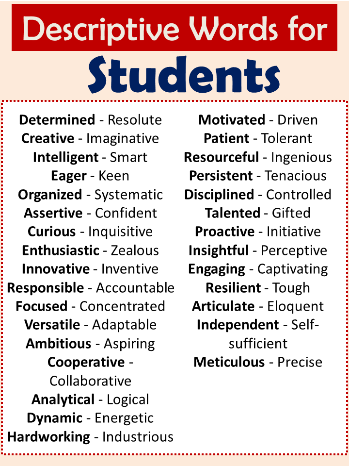 Descriptive Words for Students