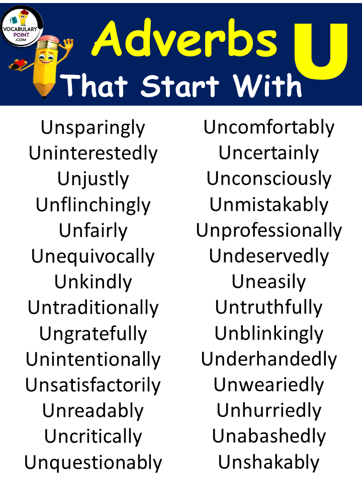 List Of Adverbs Starting With U