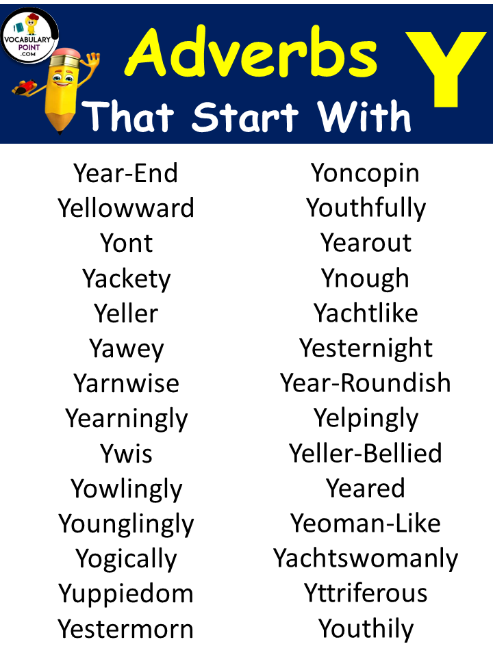 List Of Adverbs Starting With Y