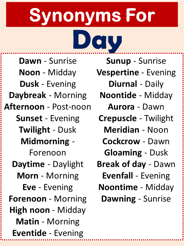 Synonyms For Day