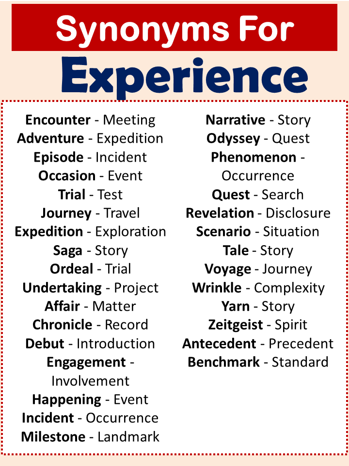 Synonyms For Experience