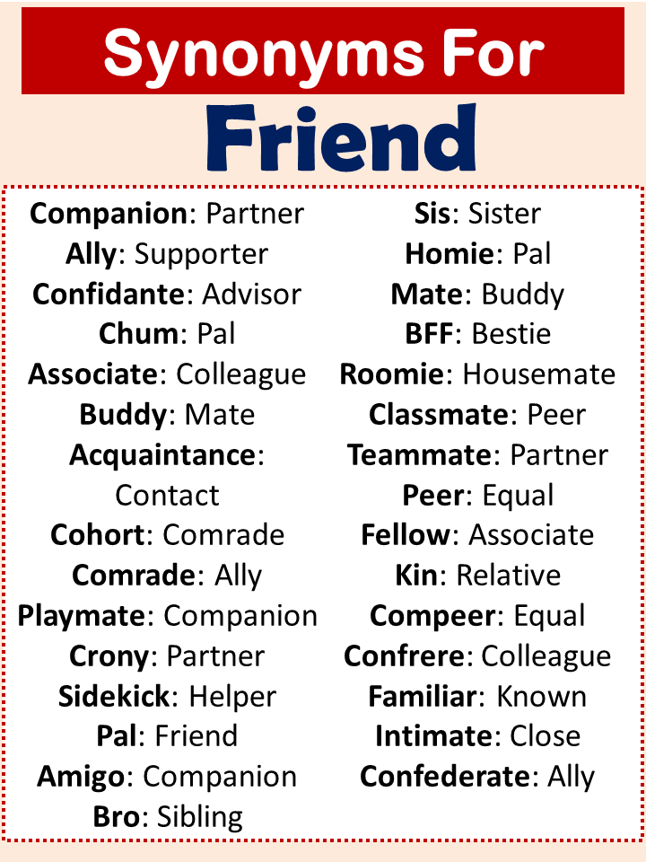 Synonyms For Friend