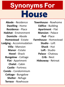 Adjectives for House (Descriptive Words for House) - Vocabulary Point