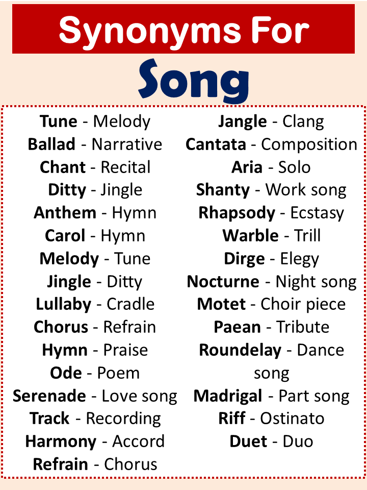 Synonyms For Song