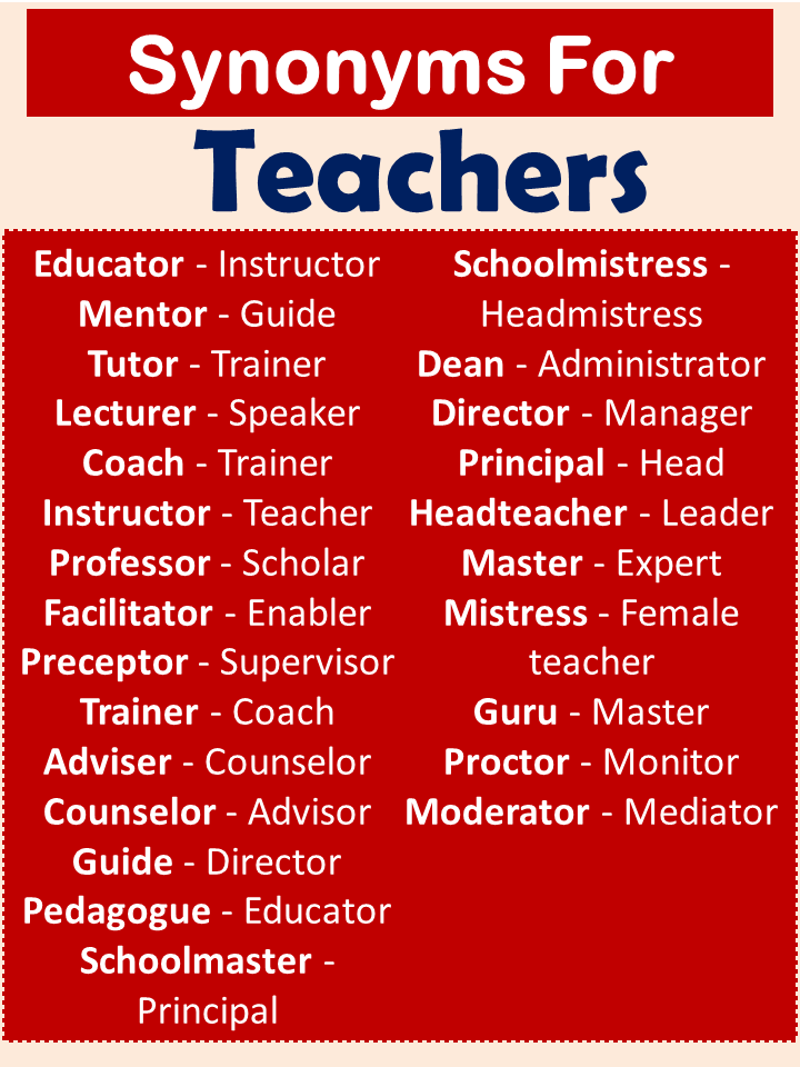 Synonyms For Teachers