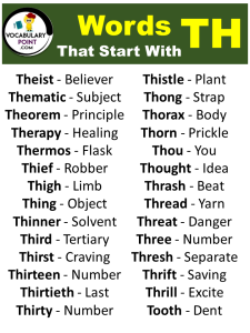 All Words That Start with TH - Vocabulary Point