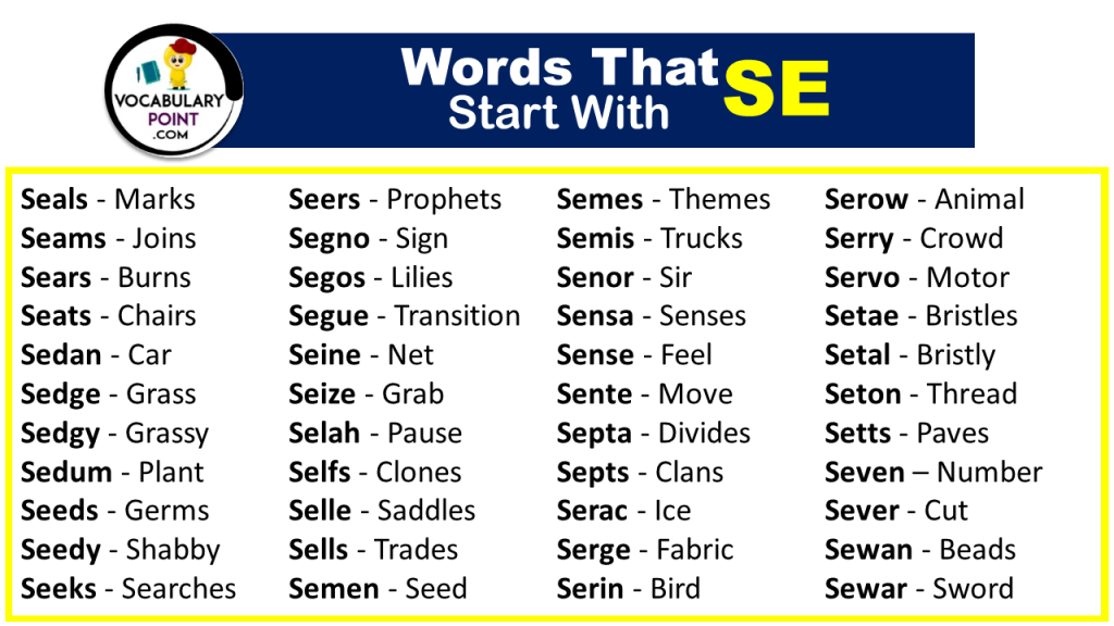 5 Letter Words That Start with SE - Vocabulary Point