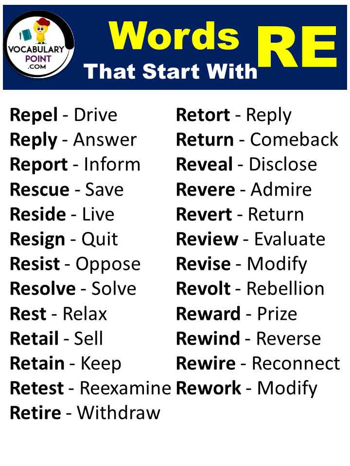 6 Letter Words Starting with RE