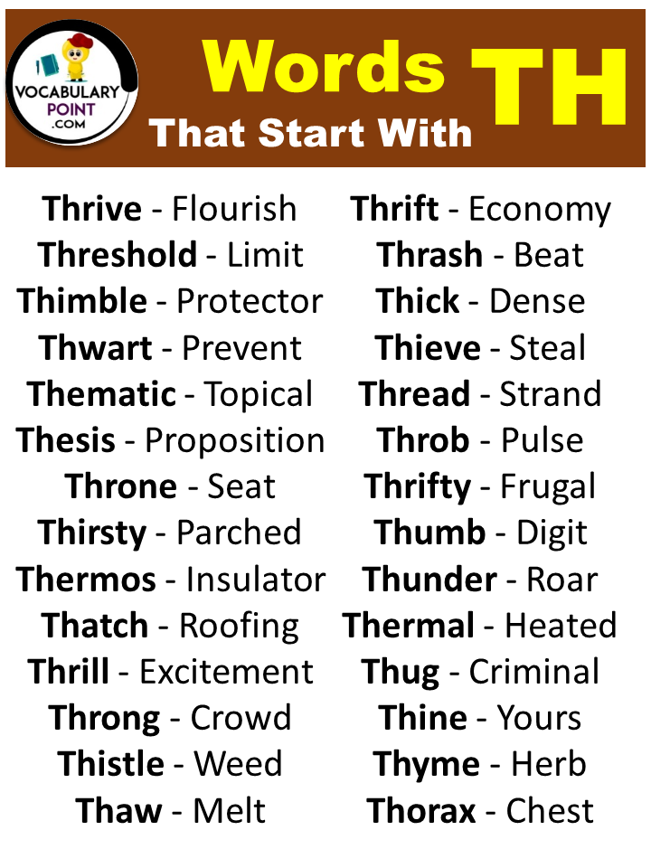 Adjectives That Start With TH