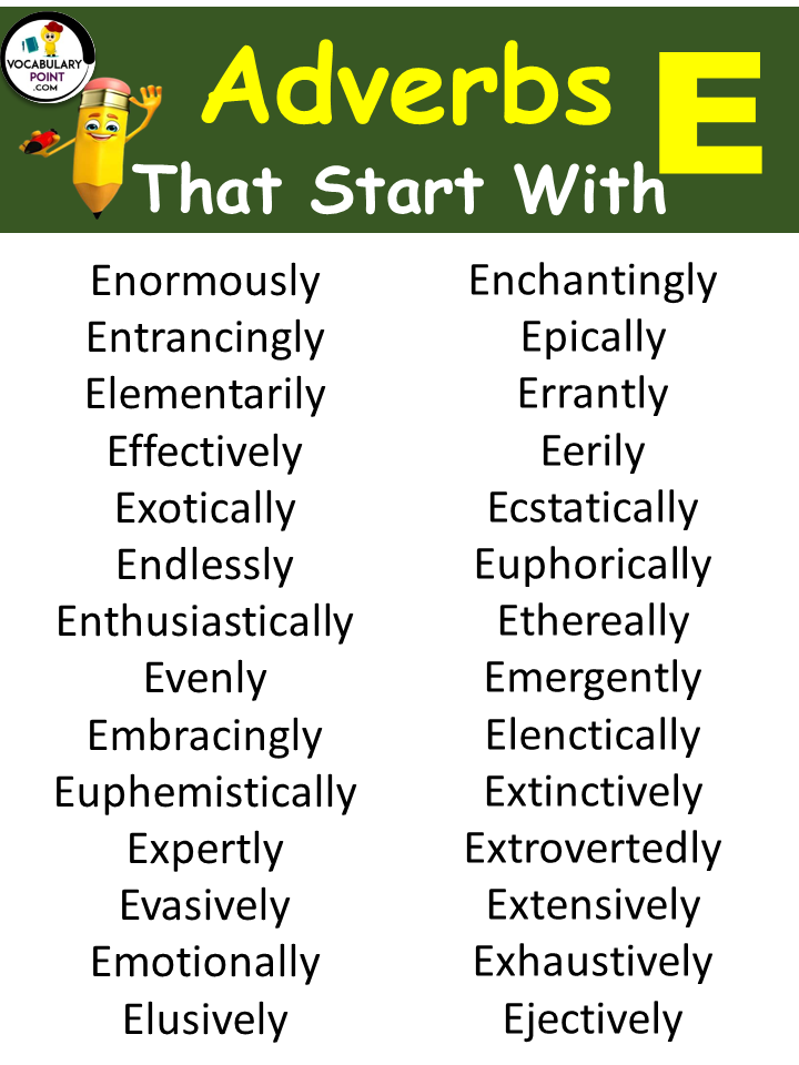Adverbs Starting With E