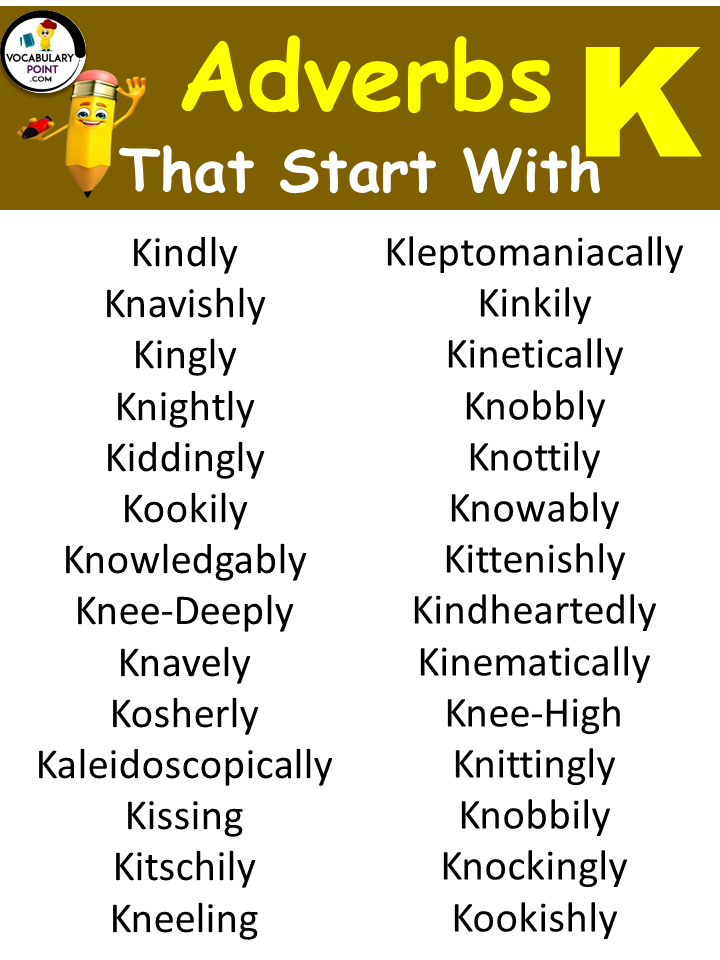 Adverbs Starting With K