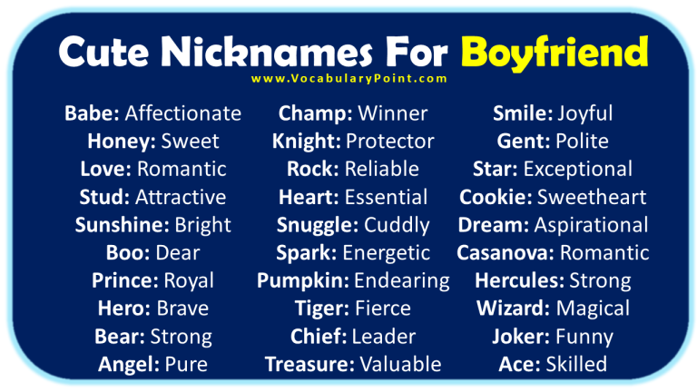 250+ Pet and Cute Nicknames For Boyfriend - Vocabulary Point