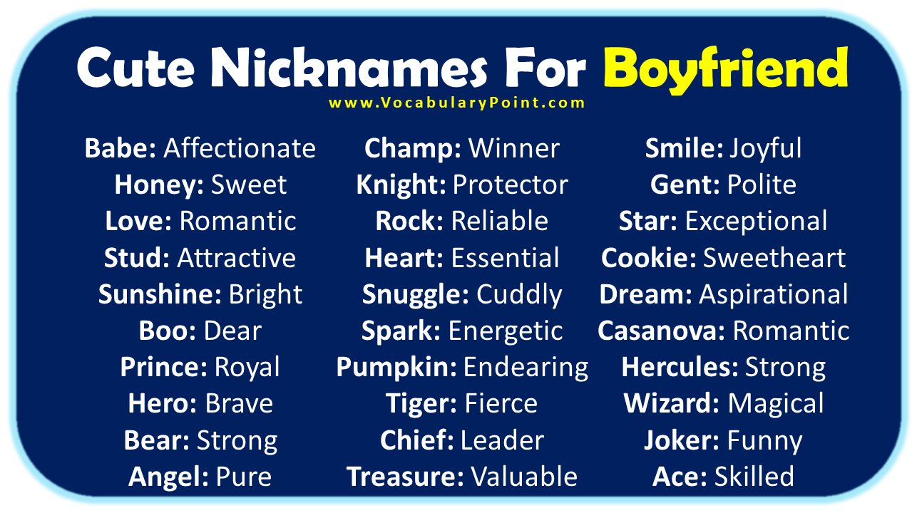Cute Pet Names For Boyfriend