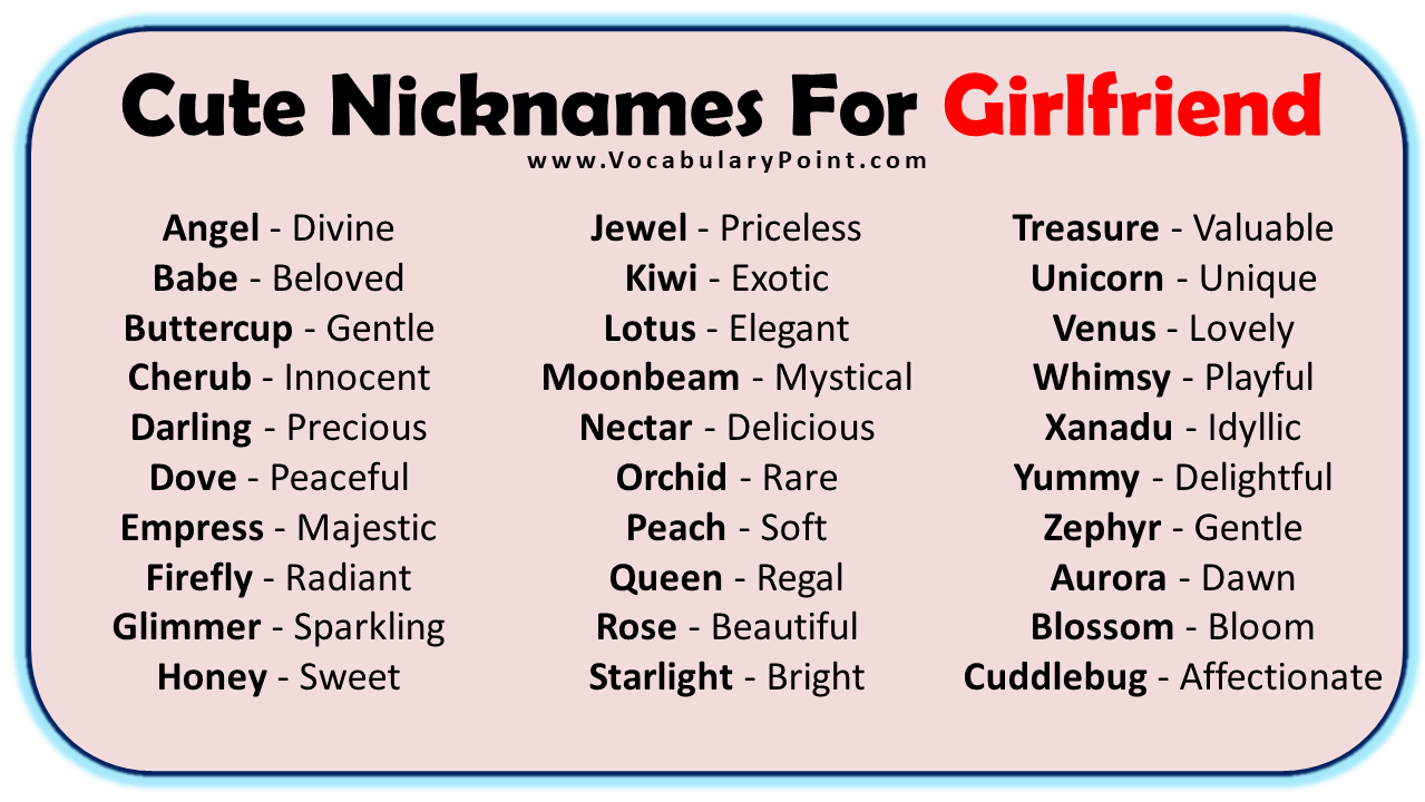 cute pet name to call your girlfriend