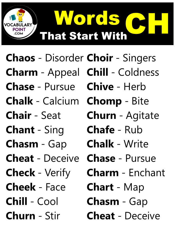 Spanish Words That Start With Ch