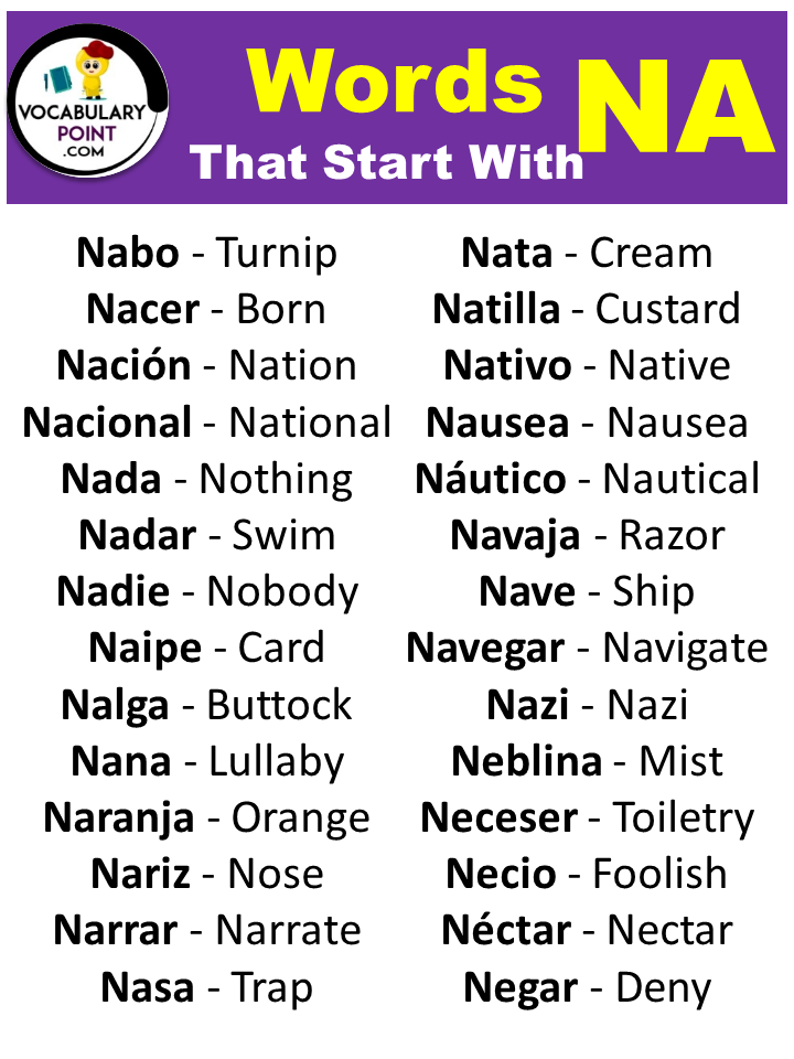 Spanish Words That Start with NA
