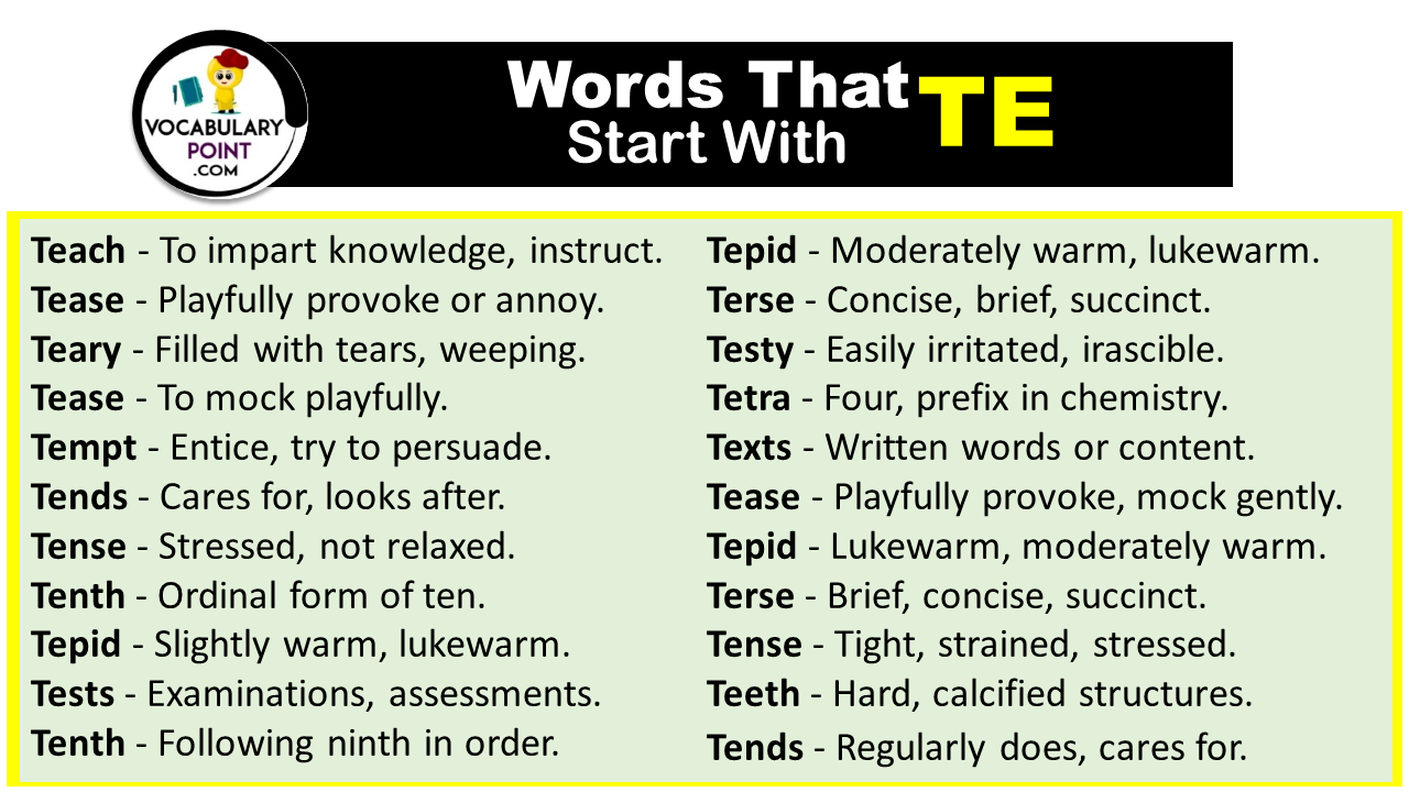 Words That Start with TE