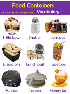 Containers for Food Vocabulary - Vocabulary Point