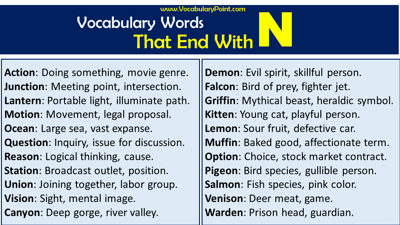 Words That End with N