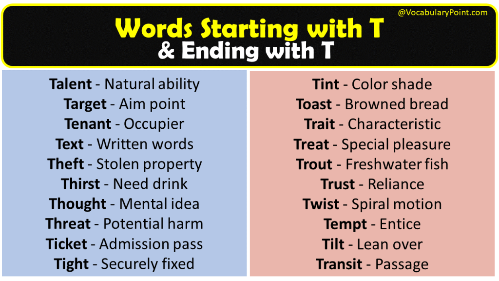 5 letters words that start with a and end with t