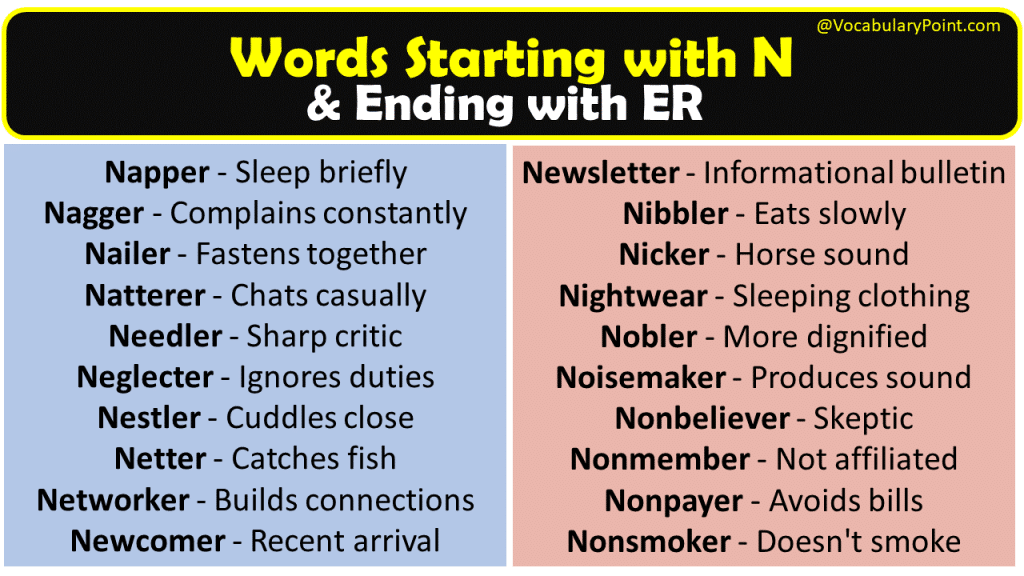 words that end in er and start with t