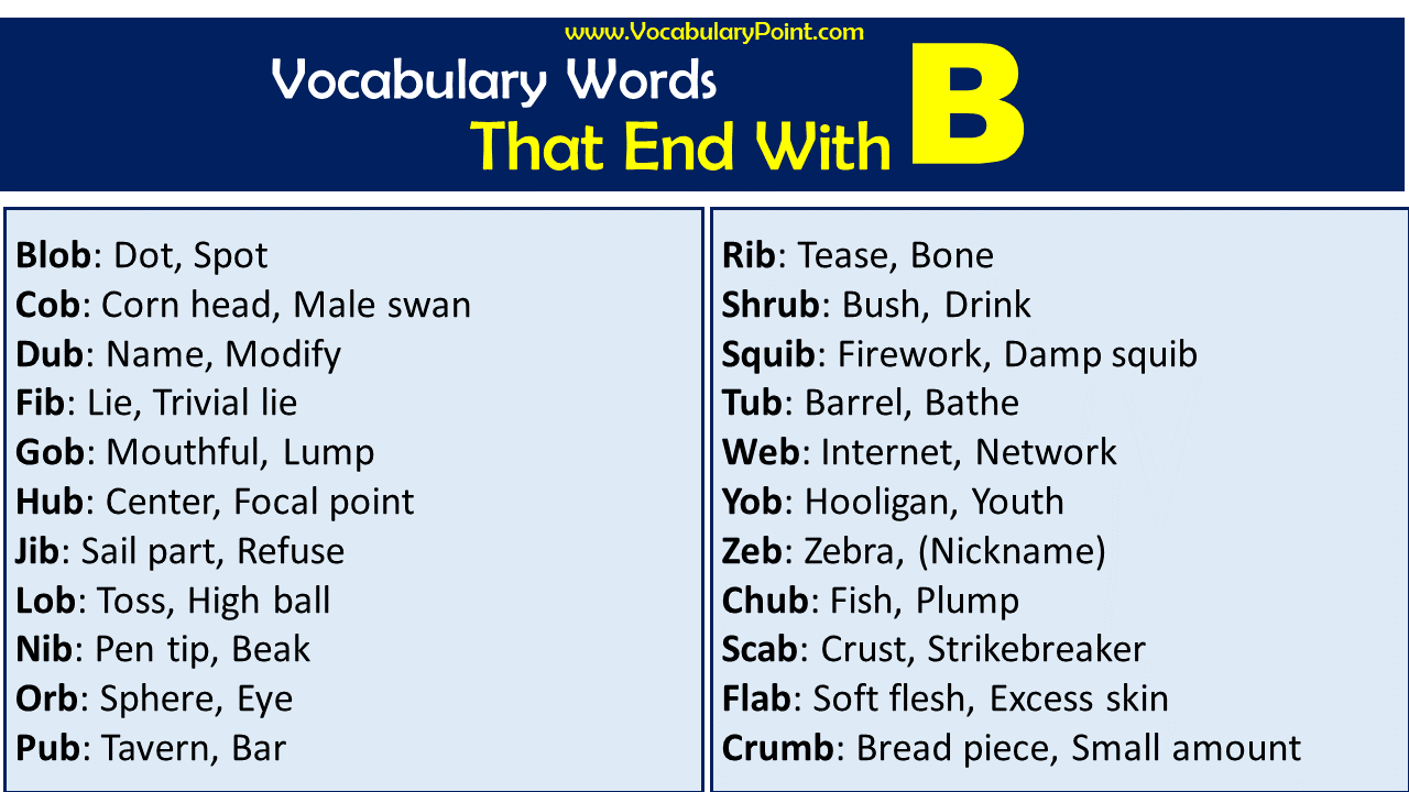 Words That End with B