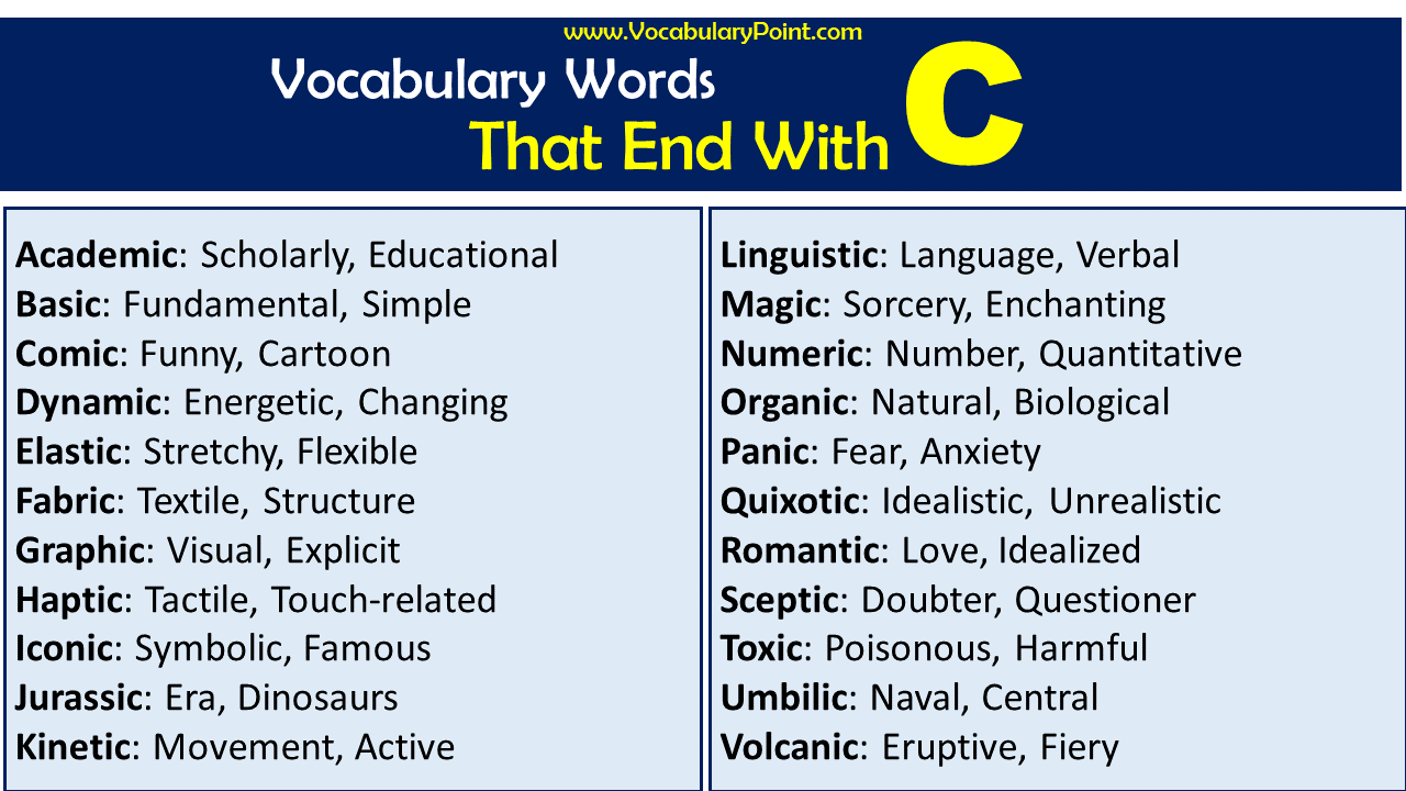 Words That End with C