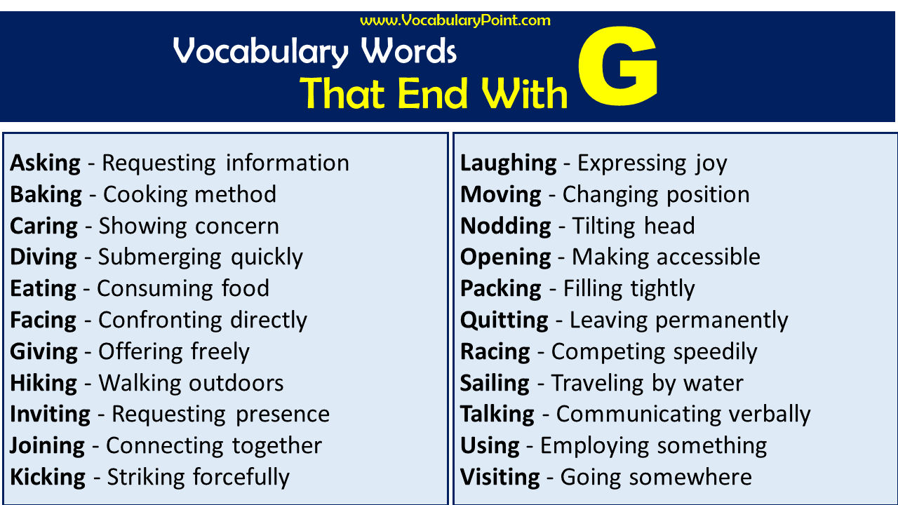 Words That End with G