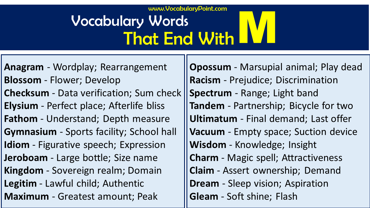 Words That End with M