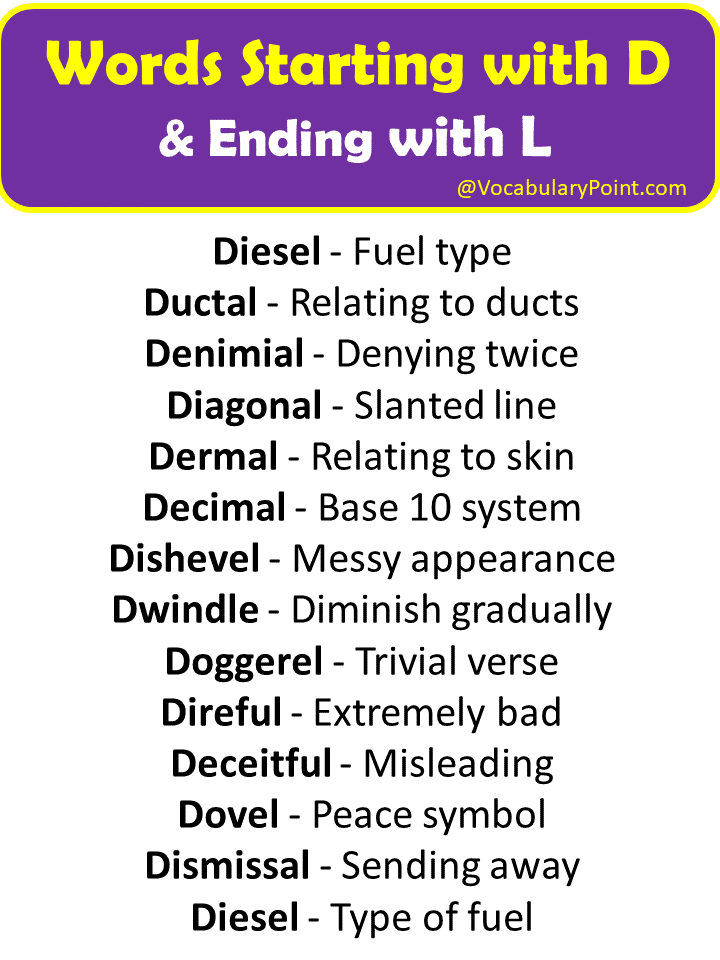 words that start with d and end with l