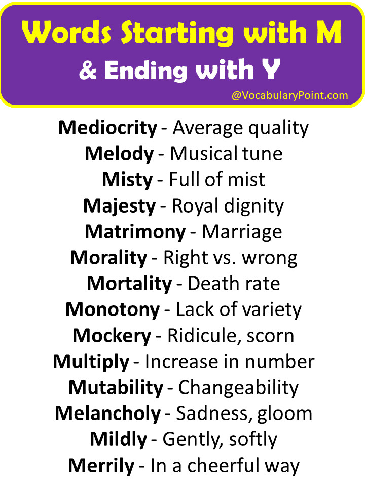 words that start with m and end with y