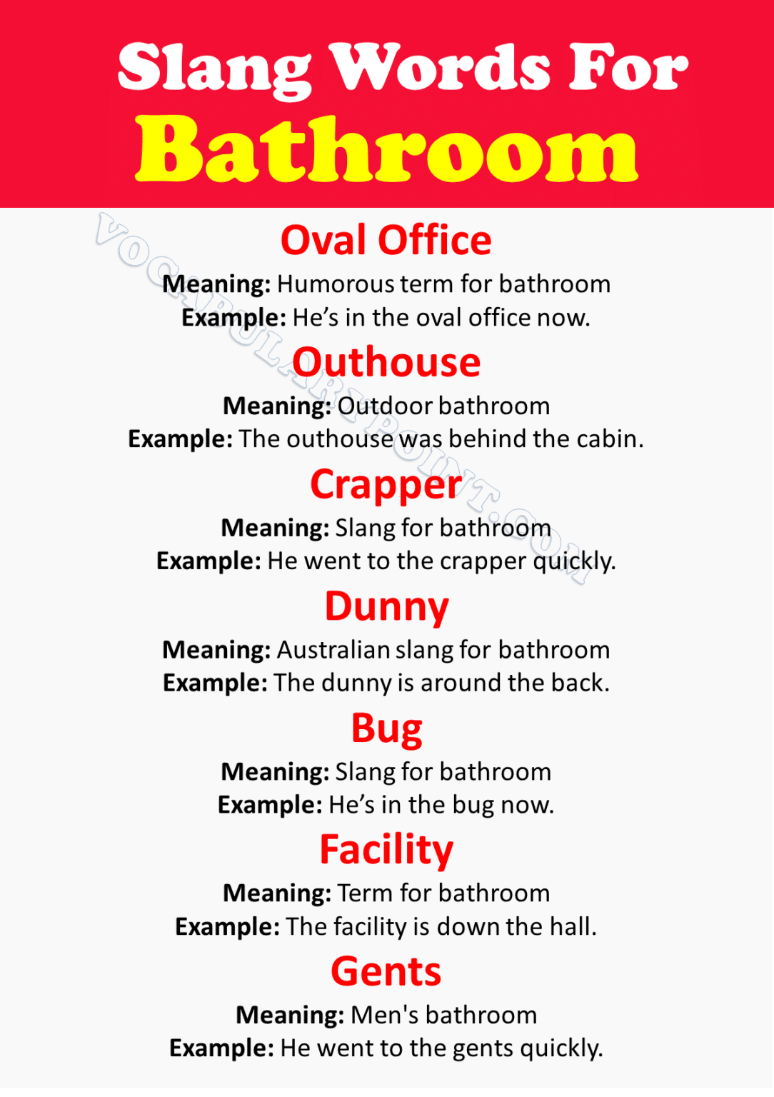 50+ Slang Words For Bathroom Vocabulary Point