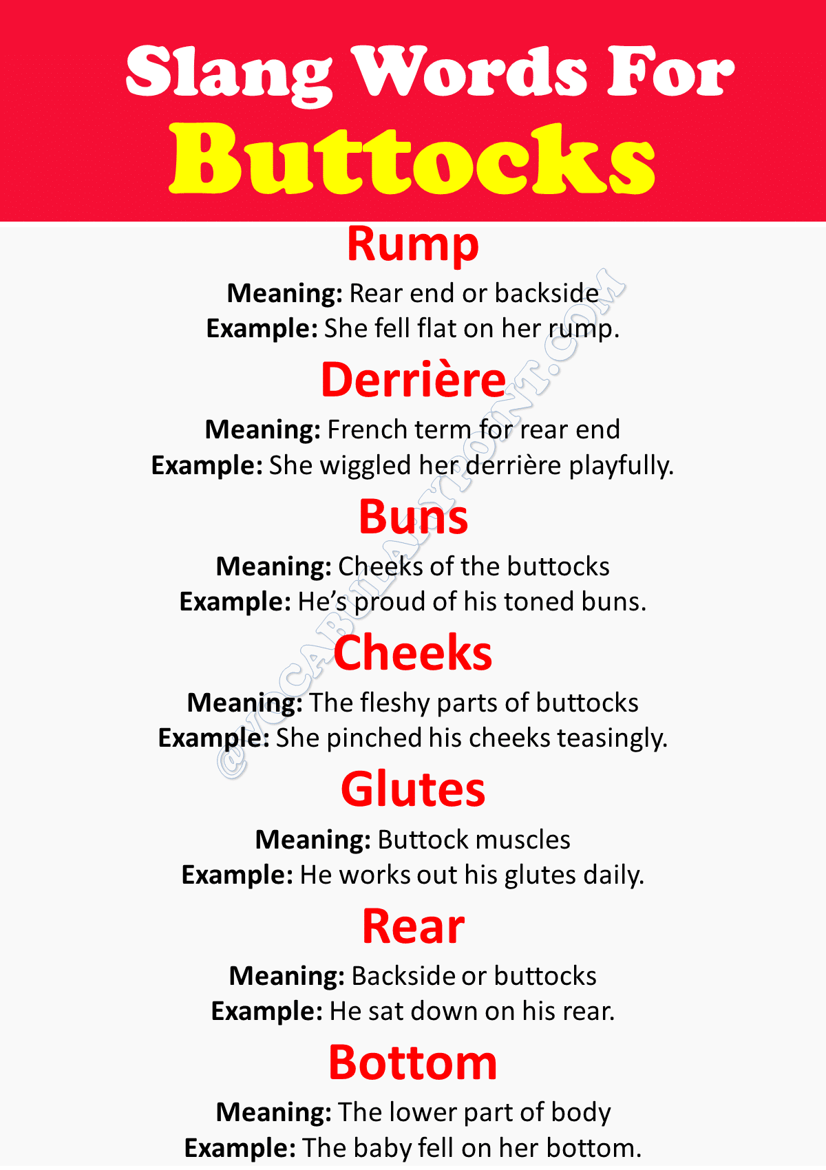 Slang Words For Buttocks