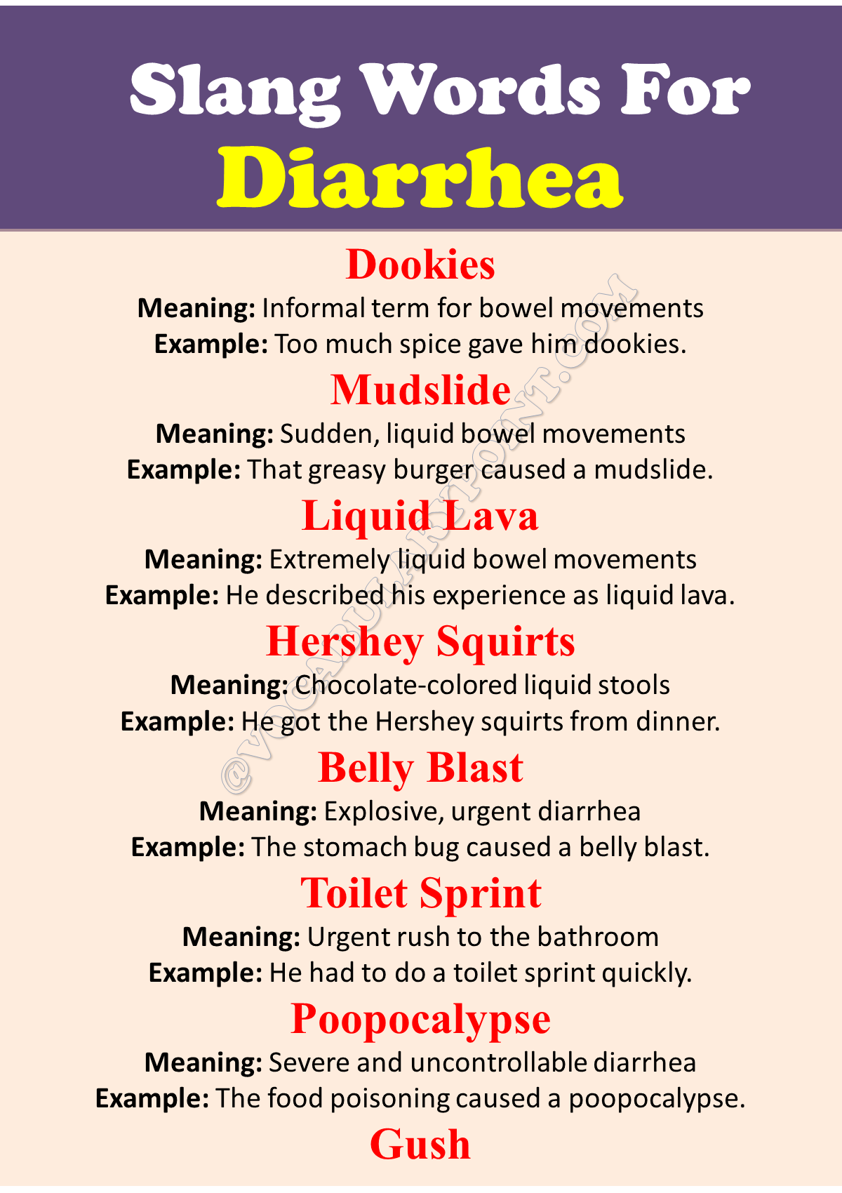 Slang Words For Diarrhea