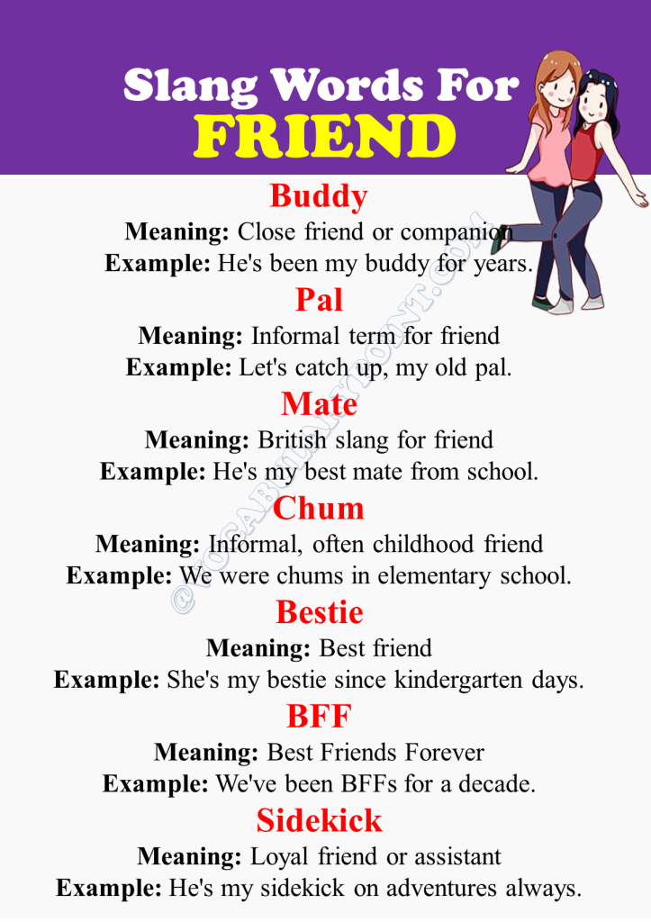 Interesting Slang Words For Friend - Vocabulary Point