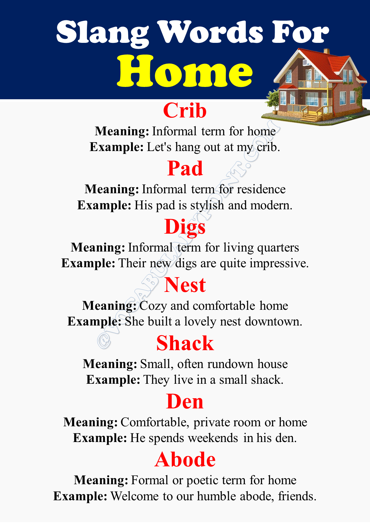 Slang Words For Home