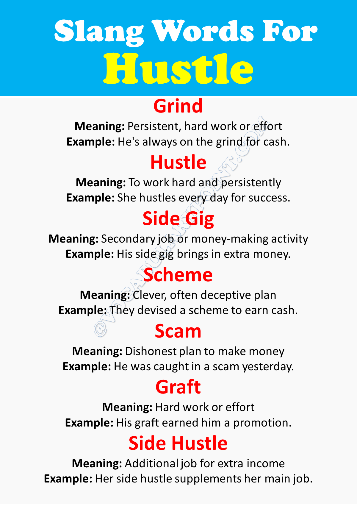 Slang Words For Hustle