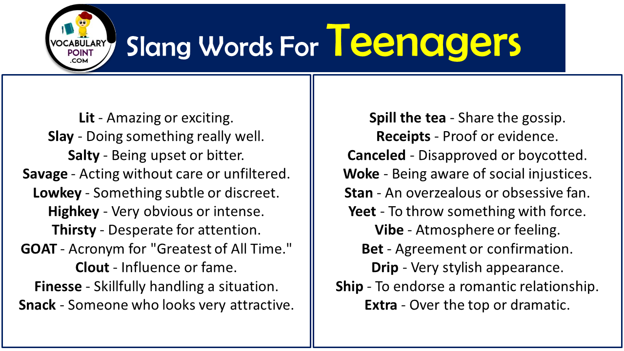 slang words for teenagers