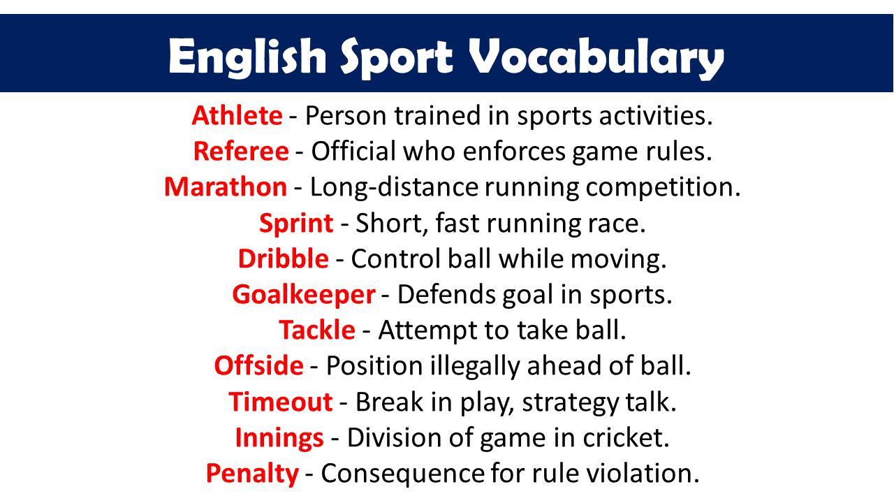 English Sport Vocabulary